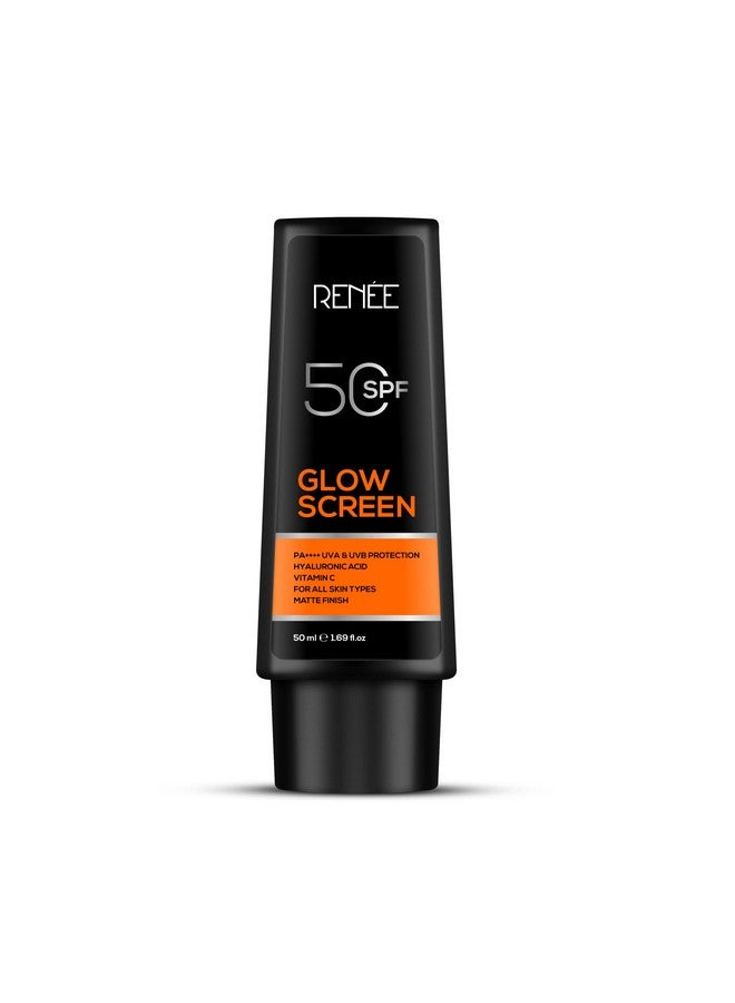Renee Glowscreen Spf 50 Sunscreen Cream - 50Ml, Pa++++ Uva & Uvb Protection, Hyaluronic Acid & Vitamin C Enriched | Non-Greasy, Quick Absorbing Matte Formula, No White Cast - Ultimate Skin Protection - Image 1