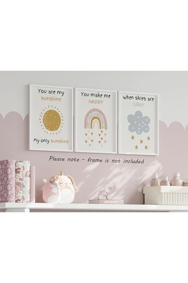 Eviepops Prints You are My Sunshine Set of 3 Unframed Poster Prints - Image 3