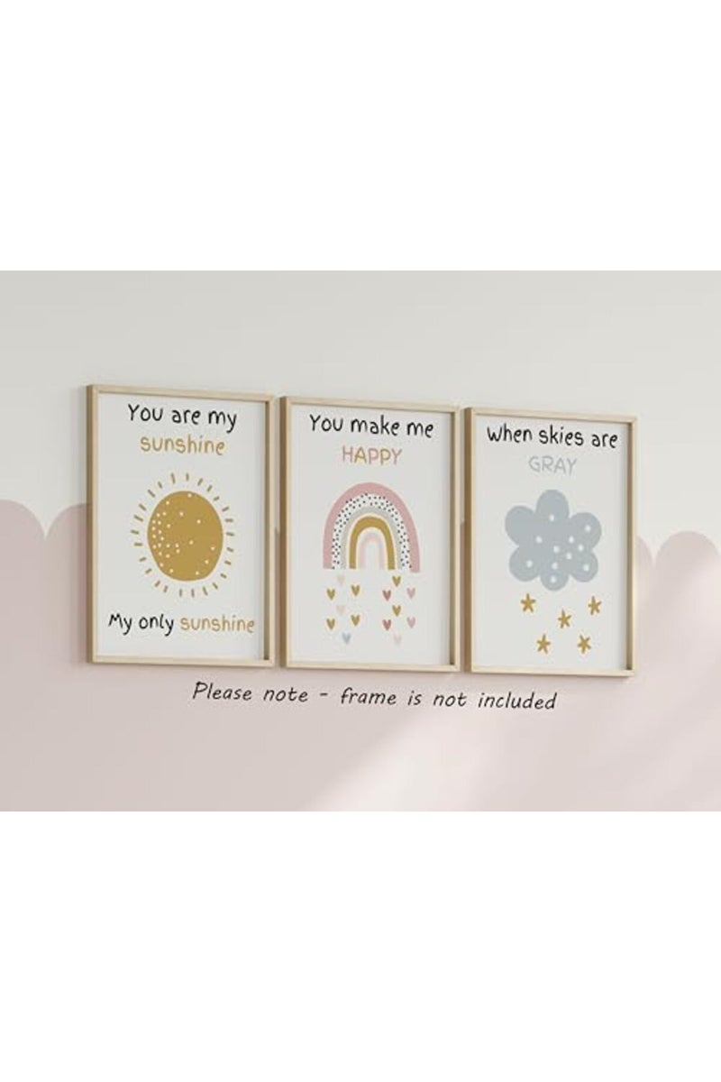 Eviepops Prints You are My Sunshine Set of 3 Unframed Poster Prints - Image 5