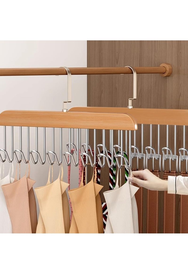 مارلا مول رف معاطف مكون من قطعتين مع ما مجموعه 16 خطافًا لربطات العنق الخشبية غير القابلة للانزلاق، ورف أحزمة، ورف عرض دوار موفر للمساحة للأحزمة والقمصان والقبعات - Image 1