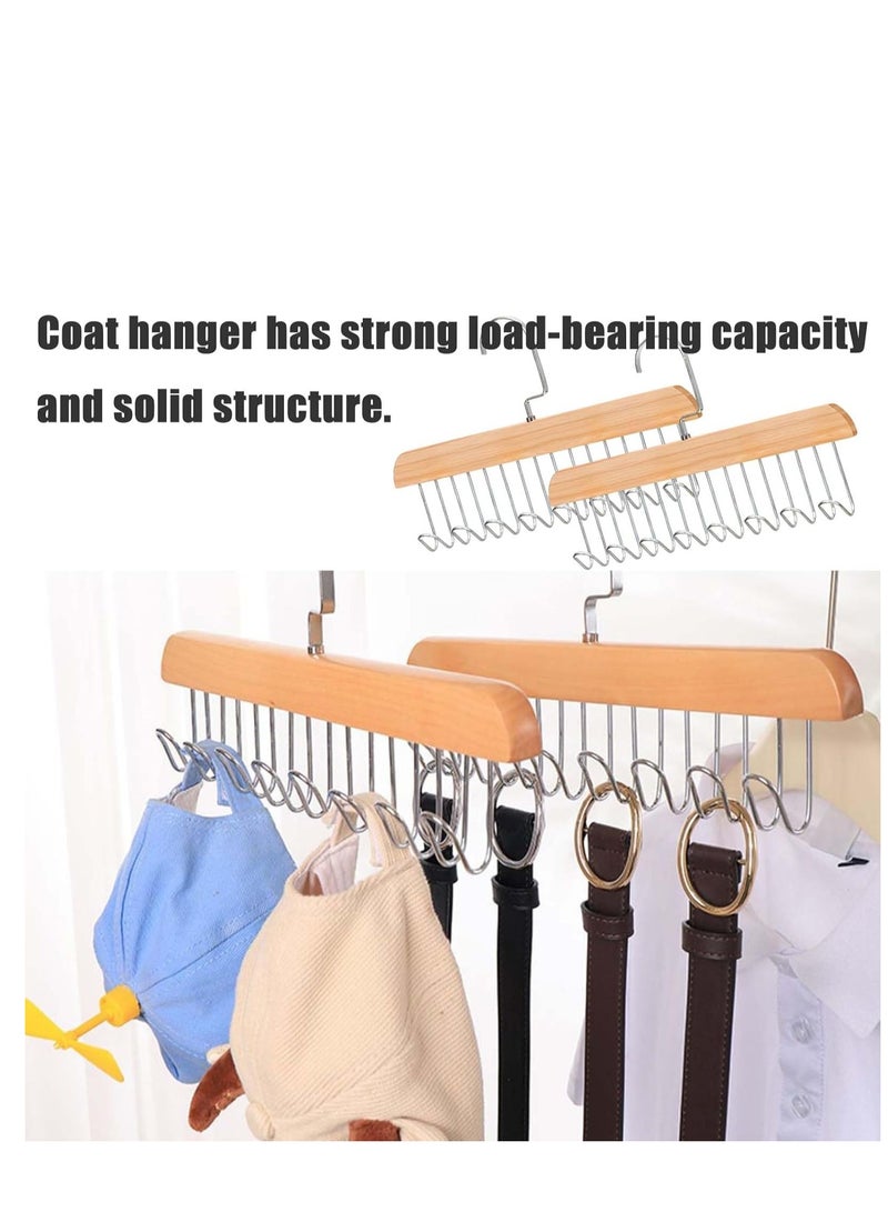 مارلا مول رف معاطف مكون من قطعتين مع ما مجموعه 16 خطافًا لربطات العنق الخشبية غير القابلة للانزلاق، ورف أحزمة، ورف عرض دوار موفر للمساحة للأحزمة والقمصان والقبعات - Image 2