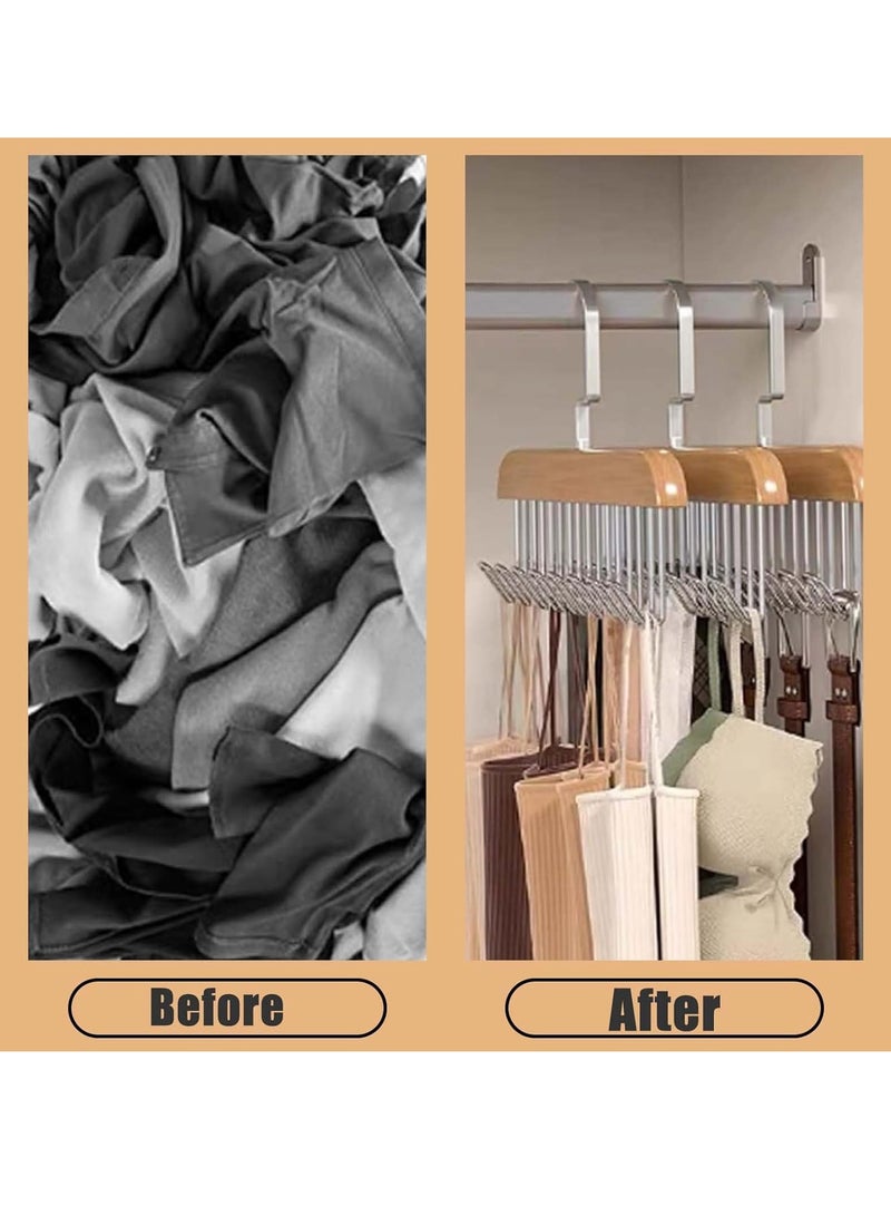 مارلا مول رف معاطف مكون من قطعتين مع ما مجموعه 16 خطافًا لربطات العنق الخشبية غير القابلة للانزلاق، ورف أحزمة، ورف عرض دوار موفر للمساحة للأحزمة والقمصان والقبعات - Image 5