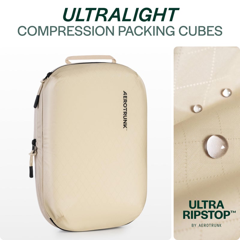 Aerotrunk Ultralight Compression Packing Cubes - Lightweight Travel Organizers for Suitcases and Luggage (6-Pack, Beige) - Image 4