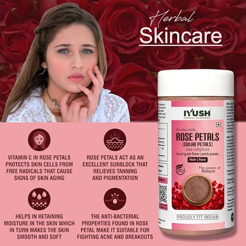 IYUSH Herbal Ayurveda Organic Rose Petal Powder - 100gm - Image 2