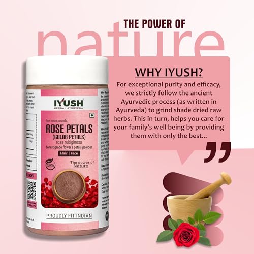 IYUSH Herbal Ayurveda Organic Rose Petal Powder - 100gm - Image 5