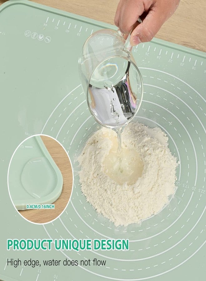EuChoiz Silicone Pastry Mat 20"*16" Extra Thick Non Stick Baking Mat Food Grade Silicone Dough Rolling Bake Mat with Edge Heightening Green - Image 2