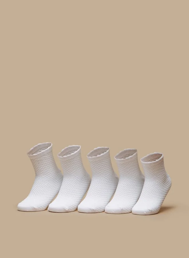 JUNIORS Girls Textured Crew Length Socks - Set of 5