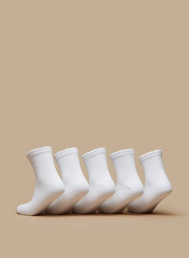 JUNIORS Girls Textured Crew Length Socks - Set of 5