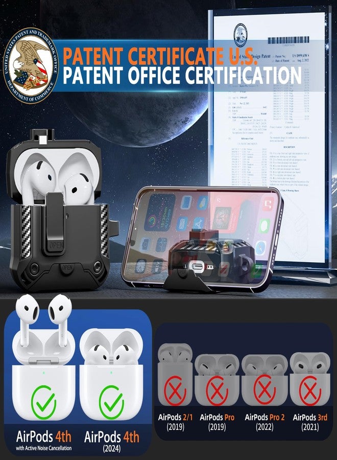 Polislime for AirPods 4 Generation Case with Phone Stand,Full Drop Protection Automatic Snap Switch Design with Cleaner Kit for Airpods 4th with Active Noise Cancellation Charging(2024) - Image 2