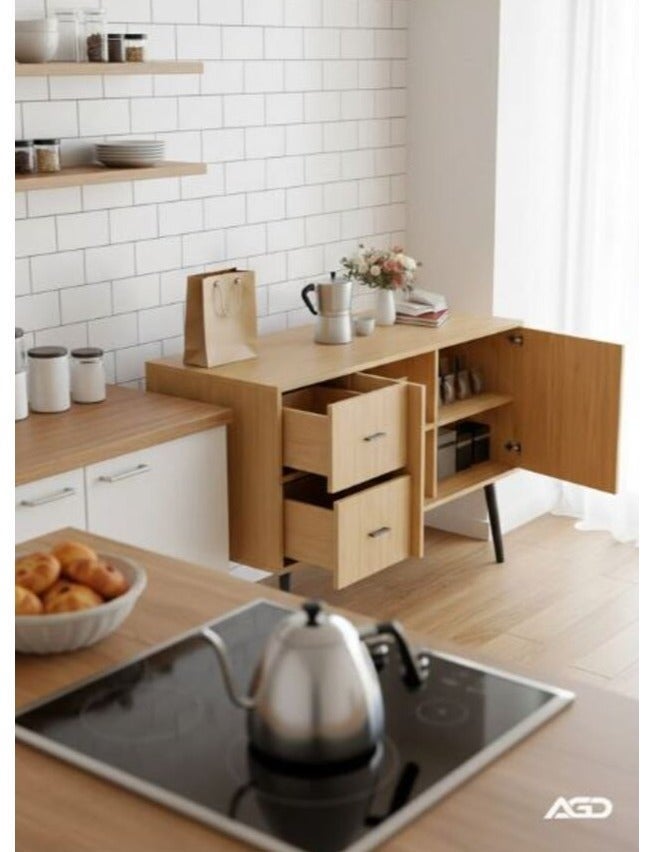 AGD Kitchen Sideboard, Storage Cabinet with 2 Drawers and 2 Doors, Large Storage Space, for Living Room, Entryway, Office Size 120*40*76.5cm - Image 3