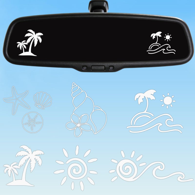 RUBOAOA 6 Pcs Beach Ocean Car Stickers Tropical Palm Sun Sticker Decals for Outside of Car Cute Summer Stickers for Automotive Bumper Windows Laptops Mirrors Car Accessories for Women Men - Image 3