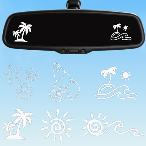 RUBOAOA 6 Pcs Beach Ocean Car Stickers Tropical Palm Sun Sticker Decals for Outside of Car Cute Summer Stickers for Automotive Bumper Windows Laptops Mirrors Car Accessories for Women Men - Image 1