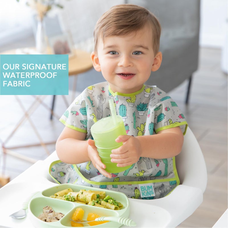 Bumkins Bibs, Baby and Toddler Bibs, Bibs for Girls and Boys, Large for 1-3 Years, Short Sleeve Bib for Kids, Mess Proof Lightweight Waterproof Fabric Bib - Image 3