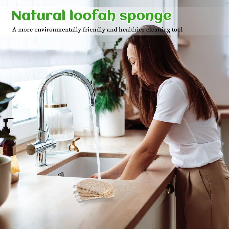 Tweruna 10 PCS Natural Sponges for Dishes, Loofah Dish Sponge for Kitchen Compostable Natural Loofah Sponges - Image 5