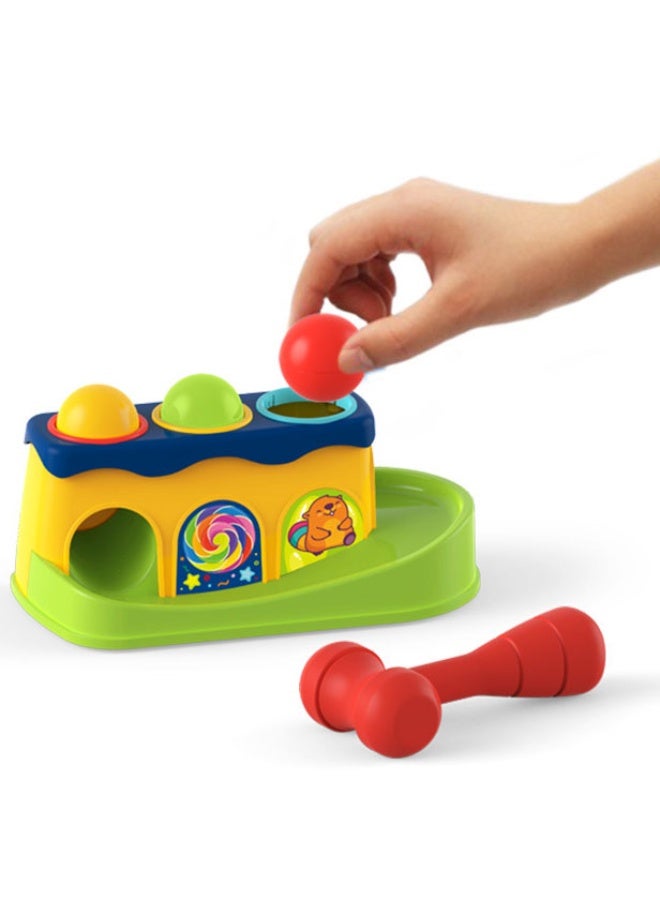 عام ألعاب طاولة الطرق بالمطرقة للأطفال مع كرة متحركة، لعبة مطرقة و 3 كرات | لعبة مبكرة لطرق الكرة | طاولة طرق بمطرقة للأطفال بعمر 1-3 سنوات أولاد وبنات. - Image 2