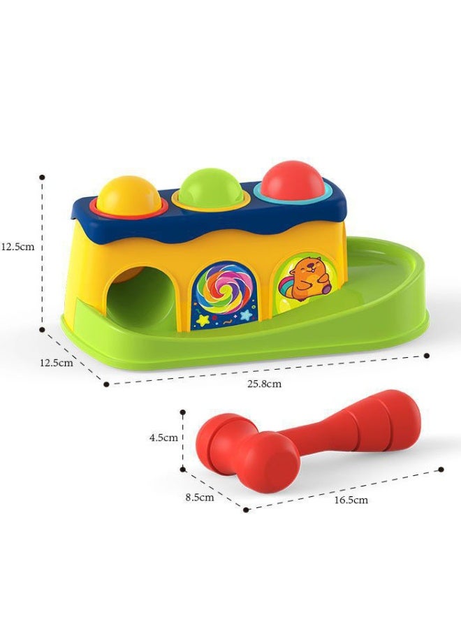 عام ألعاب طاولة الطرق بالمطرقة للأطفال مع كرة متحركة، لعبة مطرقة و 3 كرات | لعبة مبكرة لطرق الكرة | طاولة طرق بمطرقة للأطفال بعمر 1-3 سنوات أولاد وبنات. - Image 4