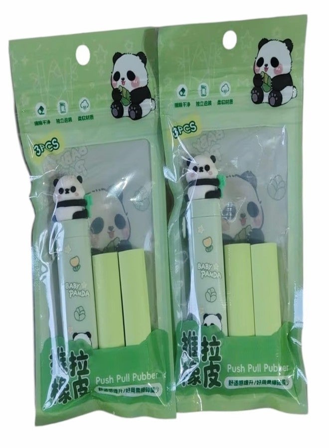 MSGH Rubber Eraser Sliding Retractable Eraser, Large Pencil Eraser, Soft Cute Erasers Push Pull, Bulk Erasers Assorted Color for Students Kids, School Office Home Supplies (Panda - Pack of 2pcs) - Image 1