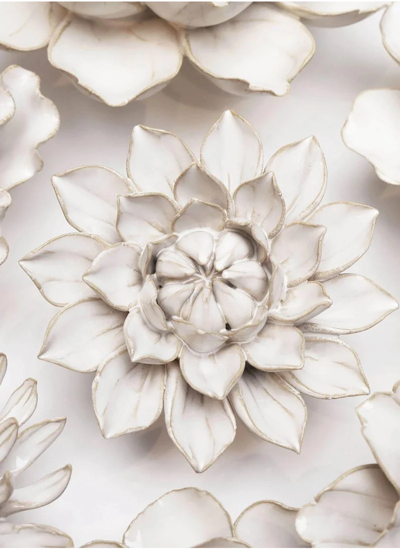 The Saffron Souk Coastal Ceramic Dahlia Flower With Keyhole For Wall Hanging