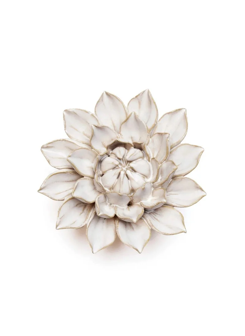 The Saffron Souk Coastal Ceramic Dahlia Flower With Keyhole For Wall Hanging