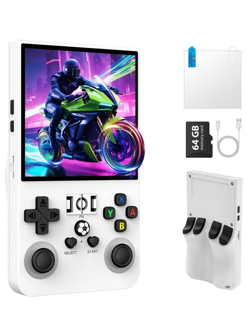 ELTRAZONE R36MAX Retro Handheld Game Console, 4.0 Inch IPS HD Display, Linux OS, 64GB Built-in Games, 4000mAh Battery, White - Image 1