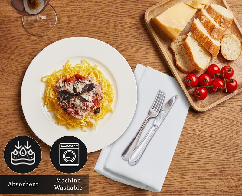 Ruvanti Cloth Napkins set of 12, 18x18 Inches Napkins Cloth Washable, Soft, Durable, Absorbent, Cotton Blend. Table Dinner Napkins Cloth for Hotel, Lunch, Restaurant, Weddings, Events, Parties - White - Image 4