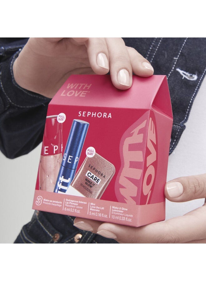 سيفورا كولكشن – طقم وِذ لَف (ماسكارا + هايلايتر + ملمع شفاه معزز للحجم) - Image 2