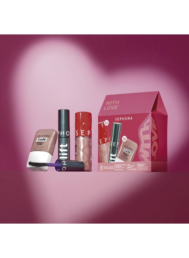 سيفورا كولكشن – طقم وِذ لَف (ماسكارا + هايلايتر + ملمع شفاه معزز للحجم) - Image 3