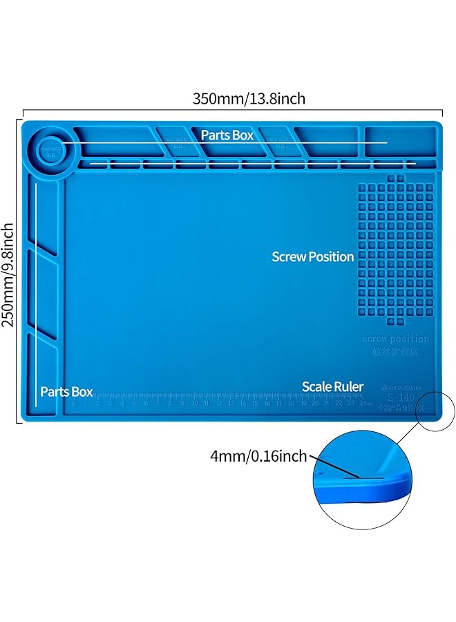 erorex Magnetic Silicone Soldering Mat Heat Resistant 932°F 13.8 X 9.8 Inch Insulation Repair Work Mat For Electronics Phone Soldering Iron Bga Ideal For Workbench Blue - Image 2
