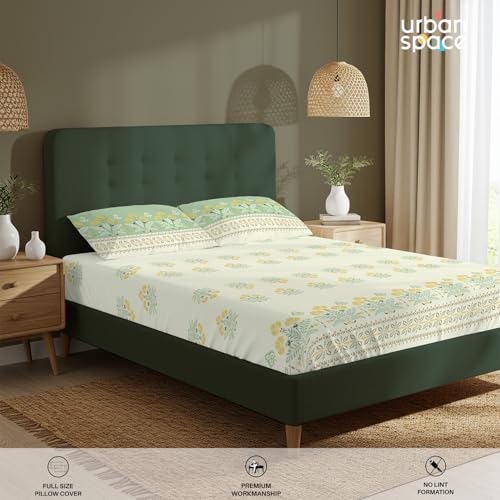 Urban Space Serene 100% Cotton King Size Bedsheet, 200 TC Super Soft Bed Sheet for King Size Bed, Floral King bedsheet with 2 Pillow Covers (108 x 108 Inches, Malhaar Sage Green) - Image 5
