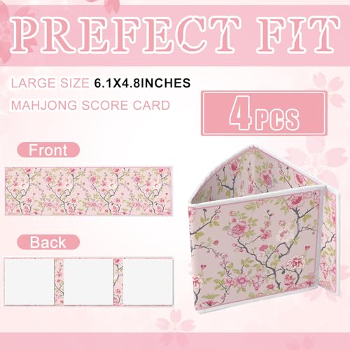 Sonwyoung 4 Pack Chinoiserie Mahjong Card Holder Chinoiserie Print Mahjong Card Sleeve Large Size6 18x4 34 Soft Printed Fabric Scorecard Protector Holder Cover GiftsPink and Green - Image 5