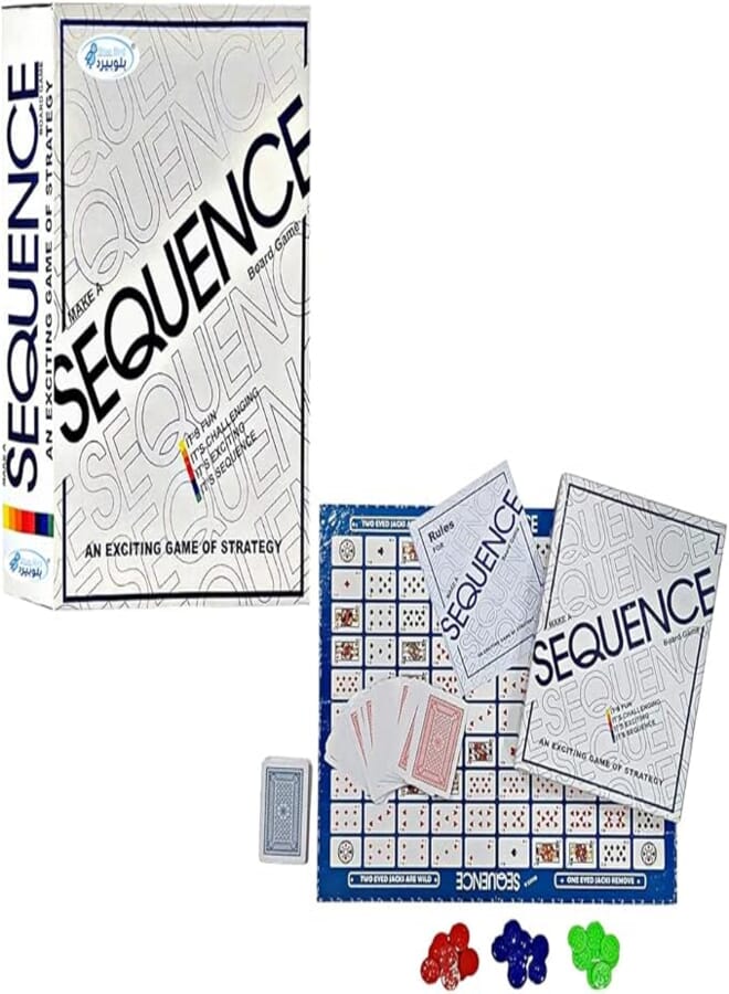 bluebird SEQUENCE- Original SEQUENCE Game with Folding Board, Cards - Many Players Can Play At A Time (small)