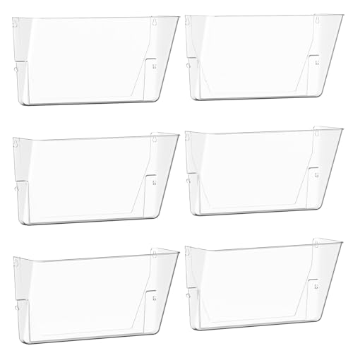 Gawerk 6 Pack Clear Acrylic Single Pocket, Plastic Hanging Wall Mount File Holder for Office Home, Clear - Image 1