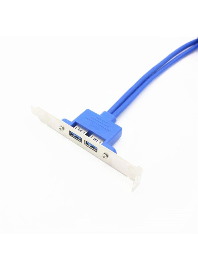 USB3.0 Dual-port Baffle Line Half-height Motherboard 20pin To USB3.0 Small Chassis Rear Baffle Expansion Card-Color:Black-Length:50CM