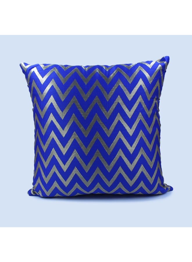BYFT Orchard Cushion Cover 16 x 16 inch (Zig Zag Design - Royal Blue) 40 x 40 cm Luxury Decorative Cushion Cover for Sofa, Bed & Living Room- Set of 2 without inserts - Image 2