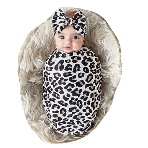 Galabloomer Receiving Blanket Headband Set Flower Print Baby Swaddle Blankets - Image 1