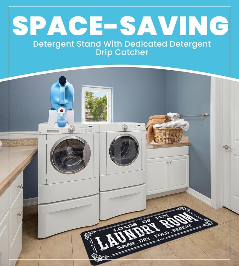 Skywin TidyFriend Laundry Detergent Holder with Laundry Room Rug Runner, Detergent Stand for Spill Protection, Non-Slip Runner Mat, and Stylish Room Organizer for Home & Laundry Spaces (Kit) - Image 4