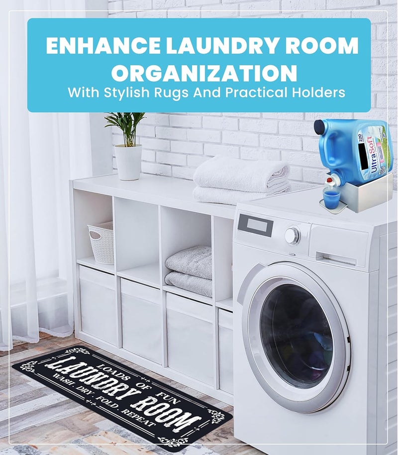 Skywin TidyFriend Laundry Detergent Holder with Laundry Room Rug Runner, Detergent Stand for Spill Protection, Non-Slip Runner Mat, and Stylish Room Organizer for Home & Laundry Spaces (Kit) - Image 3