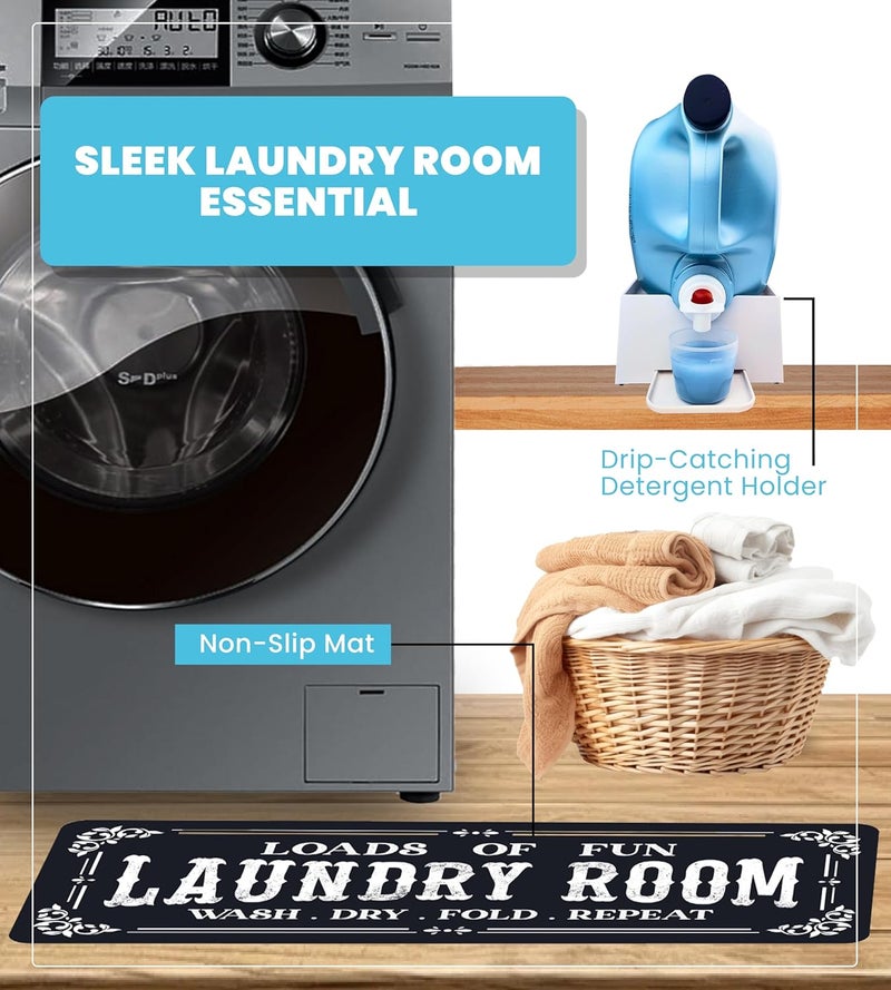 Skywin TidyFriend Laundry Detergent Holder with Laundry Room Rug Runner, Detergent Stand for Spill Protection, Non-Slip Runner Mat, and Stylish Room Organizer for Home & Laundry Spaces (Kit) - Image 5
