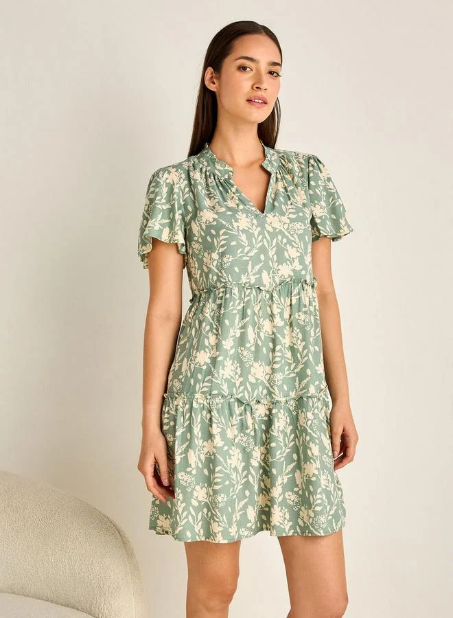 Splash FAV Set of 2 Night Dress Flutter Sleeves Tiered Viscose