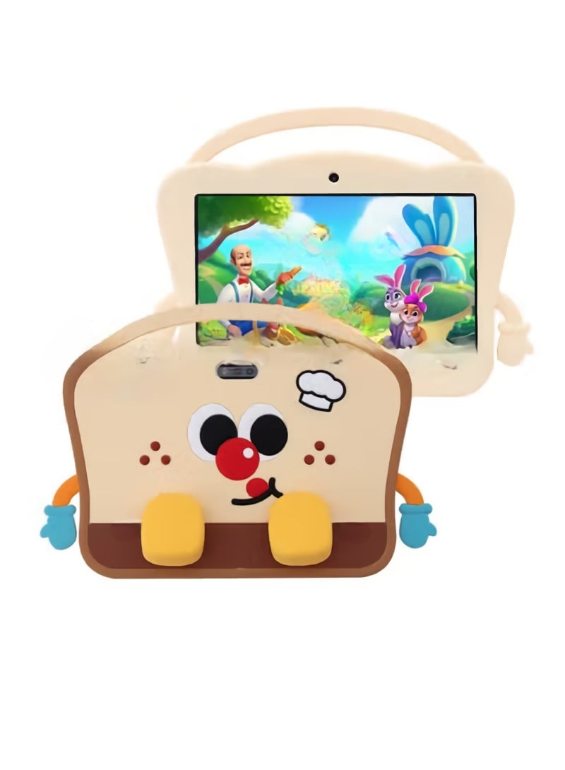 AROAQ Android Tablet For Kids, Smart Early Childhood Education Tablet, Lightweight And Portable Children Pad, Durable Kids Learning Machine For Boys And Girls, (1pc, Brown And Dark Brown) 