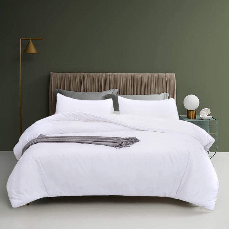 Houseri White Comforter King Size 3 Pieces Lightweight Solid White Bedding Set King All Season Soft Pure White King Size Comforter Set Extra Fluffy Ultra Comfy Bed Quilt 1 Comforter 2 Pillowcases