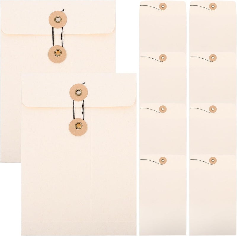 Nationwide delivery SOLUSTRE 10pcs A5 Document Folders with String Closure, Large Receipt Organizer Bags, Vintage Design File Storage Envelopes for Office and School Filing Riyadh Jeddah Dammam ship Wear resistant upgraded material Adjustable build Daily wear upgraded resistant material Diverse purchase options Diverse operation compatible Cross product compatible Heat insulation layer Carefully selected solid material Space saving design picks Easy clean surface Gulf climate upgraded quality Size-sorted warehouse storage New residential zone delivery Connectable modular Simple practical structure Repeated detach compatible build Transparent body Low maintenance Cross-location transit friendly build Newly stocked local goods Upgraded general material All user friendly build Foldable - Image 1