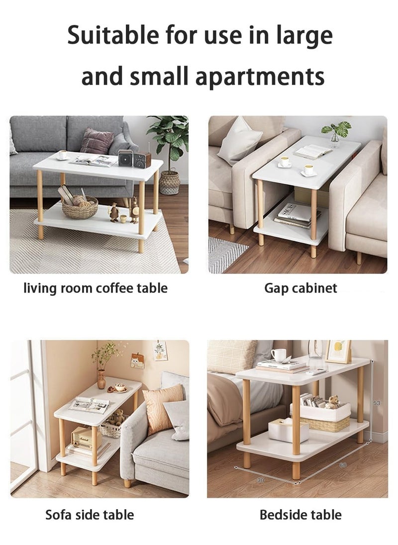 MIXDE Coffee Table Desk, 2 Tier Rectangular End Table, Waterproof Storage Table, Modern style Sofa Table for Living Room & Bedroom, Solid Load-bearing  - Image 2