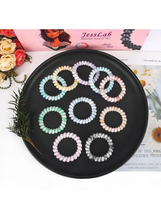 JessLab Spiral Hair Ties For Ladies, 10-Pack Elastic Hair Ties, Cute Plastic Coil Hair Ties, No-Damage Hair Accessory For Women And Children With Thick Or Thinning Hair, Mix Color 10  - Image 4