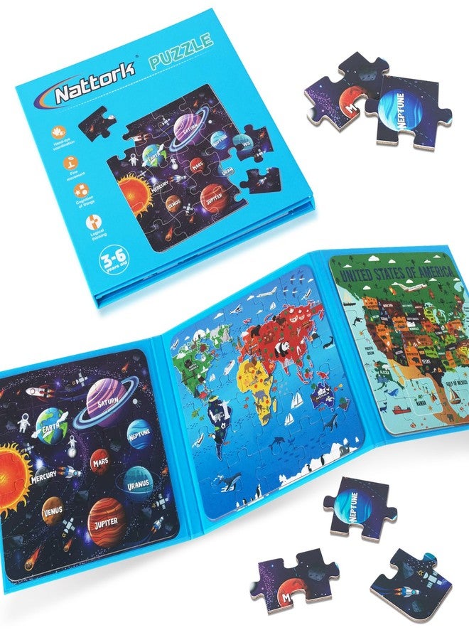 Nattork Map Magnetic Puzzle Book for Toddlers 3-5 Girls Boys, Travel Puzzles Game for Kids Ages 3-6, Learning Magnet with Fun for 3 4 5 6 Years Old Children Boys Girls - Gift Idea for Birthdays - Image 1