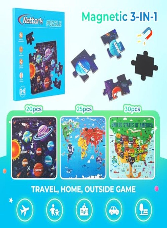 Nattork Map Magnetic Puzzle Book for Toddlers 3-5 Girls Boys, Travel Puzzles Game for Kids Ages 3-6, Learning Magnet with Fun for 3 4 5 6 Years Old Children Boys Girls - Gift Idea for Birthdays - Image 4
