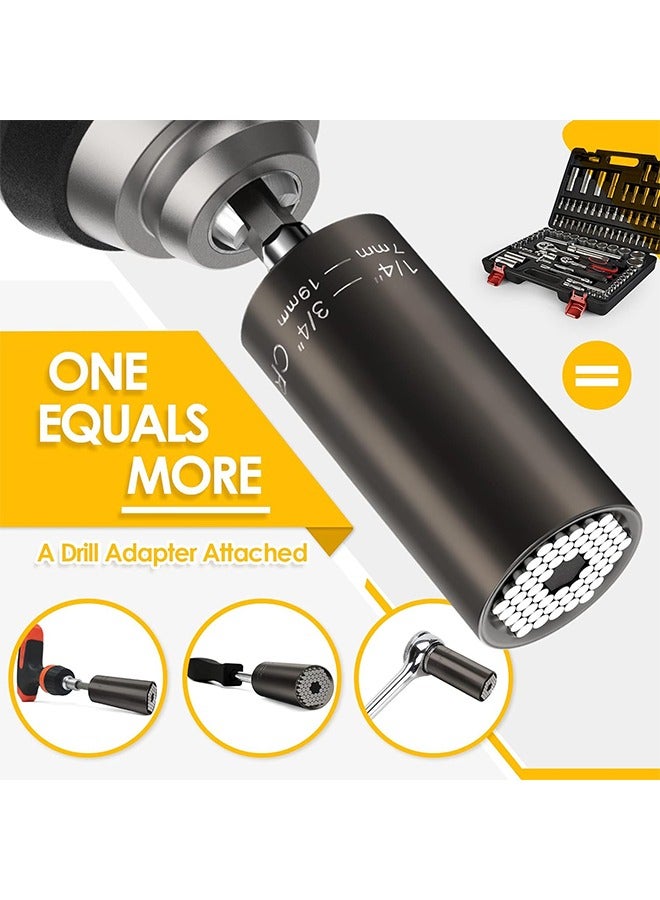 Beyond Universal Socket, Metal Socket Wrench with Electric Drill Adapter, DIY Self-Adjusting Set (Black) - Image 3