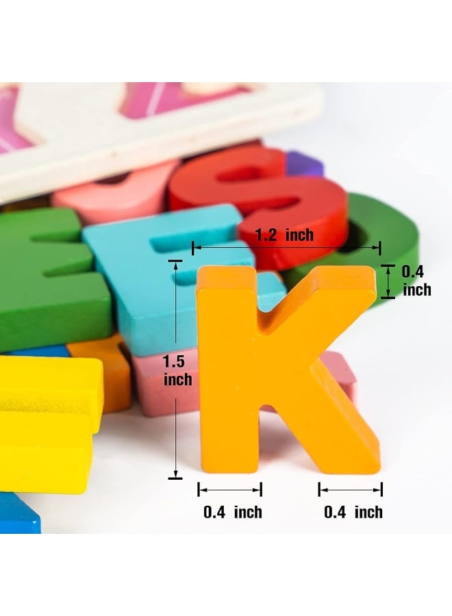 Attmu Alphabet Puzzle Wooden Puzzles for Toddlers 1 2 3 4 5 Year Old ABC Puzzle Shape Alphabet Learning Puzzles Toys with Puzzle Board  Letter Blocks Preschool Educational for Girls Boys - Image 3