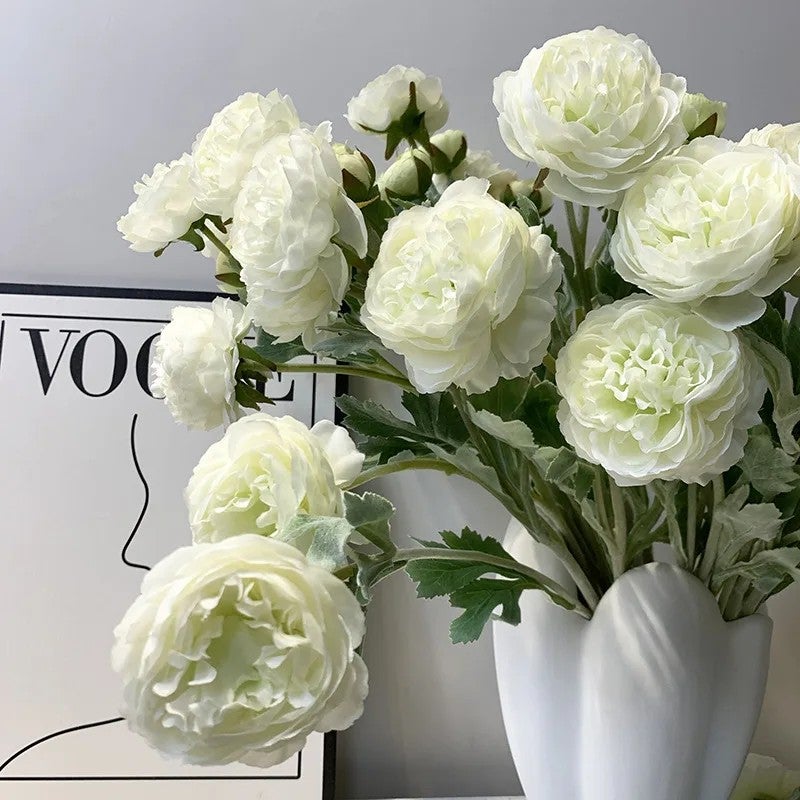 Bluejw Nordic Style Artificial Silk Peony Bouquet – Realistic Dried Plants Look, Bulk Decor for Mother's Day, Christmas & New Year - Image 3