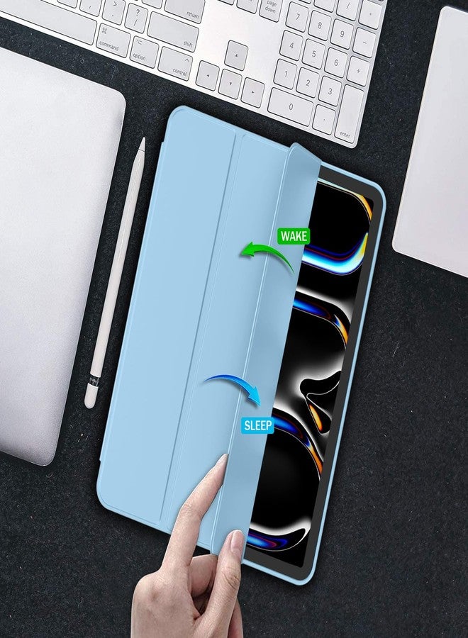 iMieet جراب iMieet لجهاز iPad Pro مقاس 11 بوصة M4 2024 (الجيل الخامس) مع حامل قلم، جراب ذكي ثلاثي الطي مع ظهر TPU ناعم، خاصية التشغيل/الإيقاف التلقائي (أزرق سماوي) - Image 5
